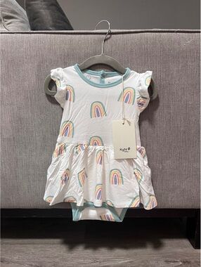 Kyte Baby wasabi rainbow twirl dress body suit - 12-18 months